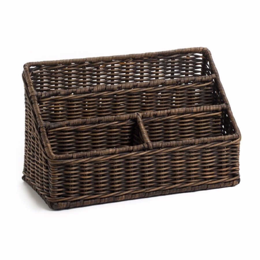Large Wicker Organizer Basket with Practical Detail