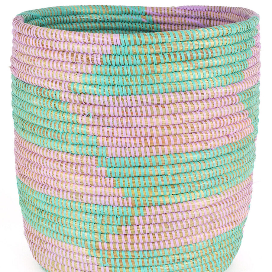 Aqua and Lavender Herringbone Bath Basket Basket