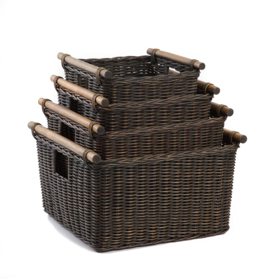 Deep Pole Handle Woven Storage Basket with Practical Detail
