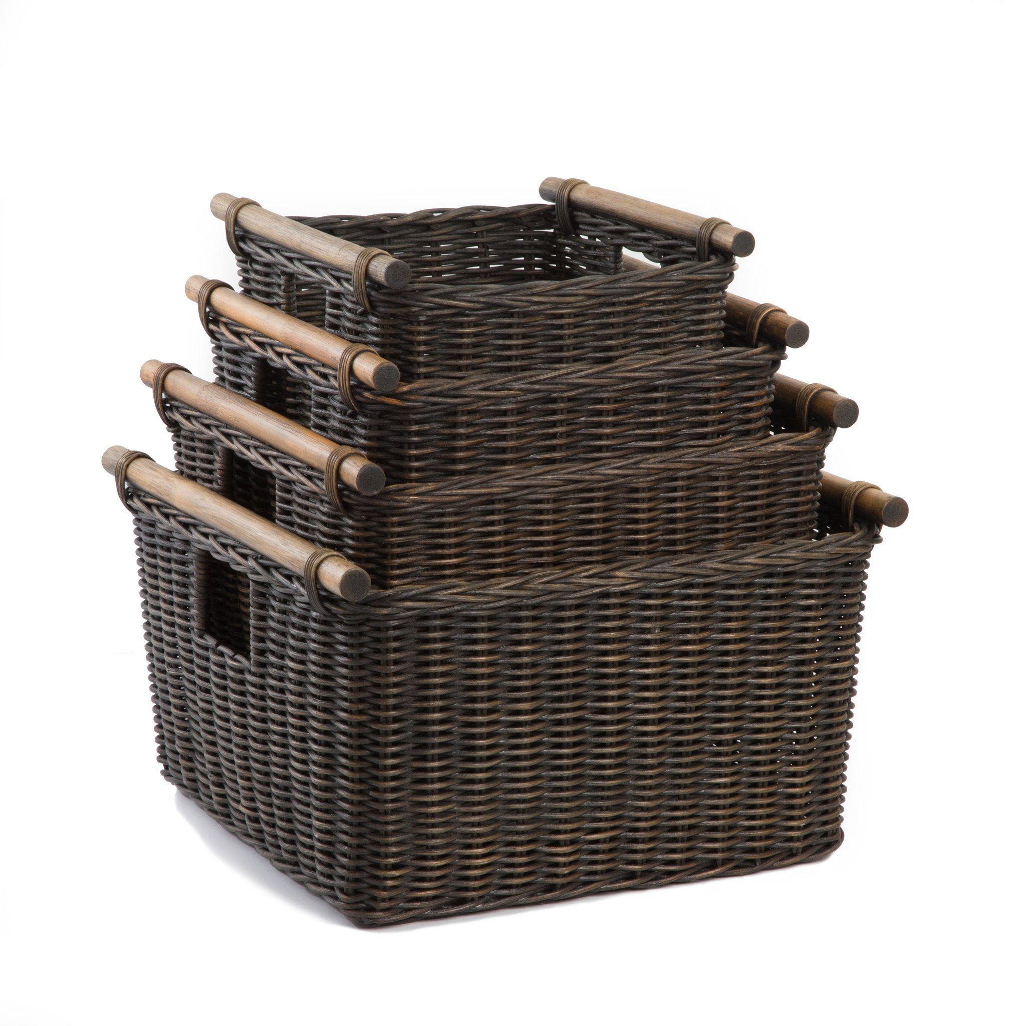 Deep Pole Handle Woven Storage Basket with Practical Detail