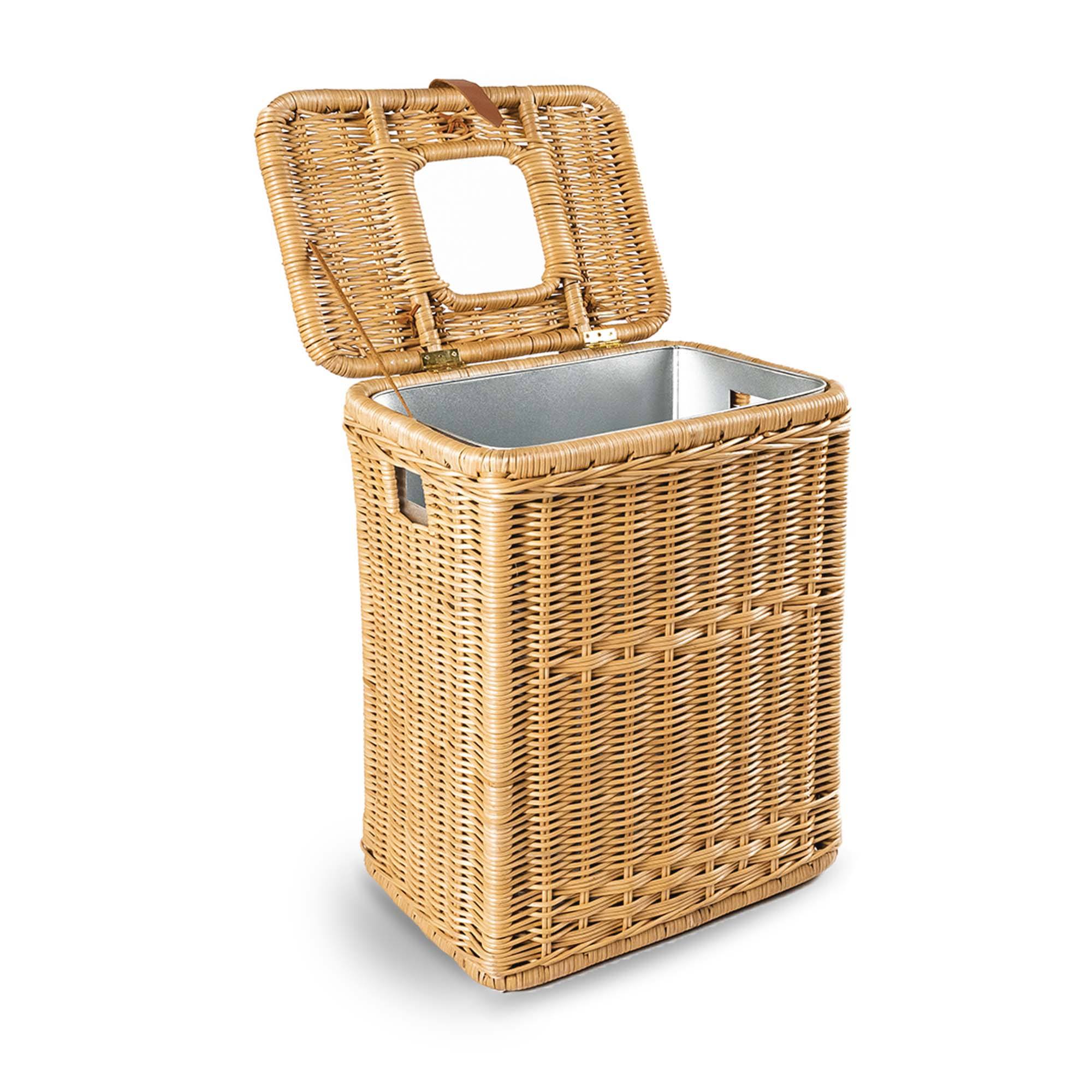 Inset Rectangular Woven Trash Bin with Metal Liner for Everyday Storage - Image 3