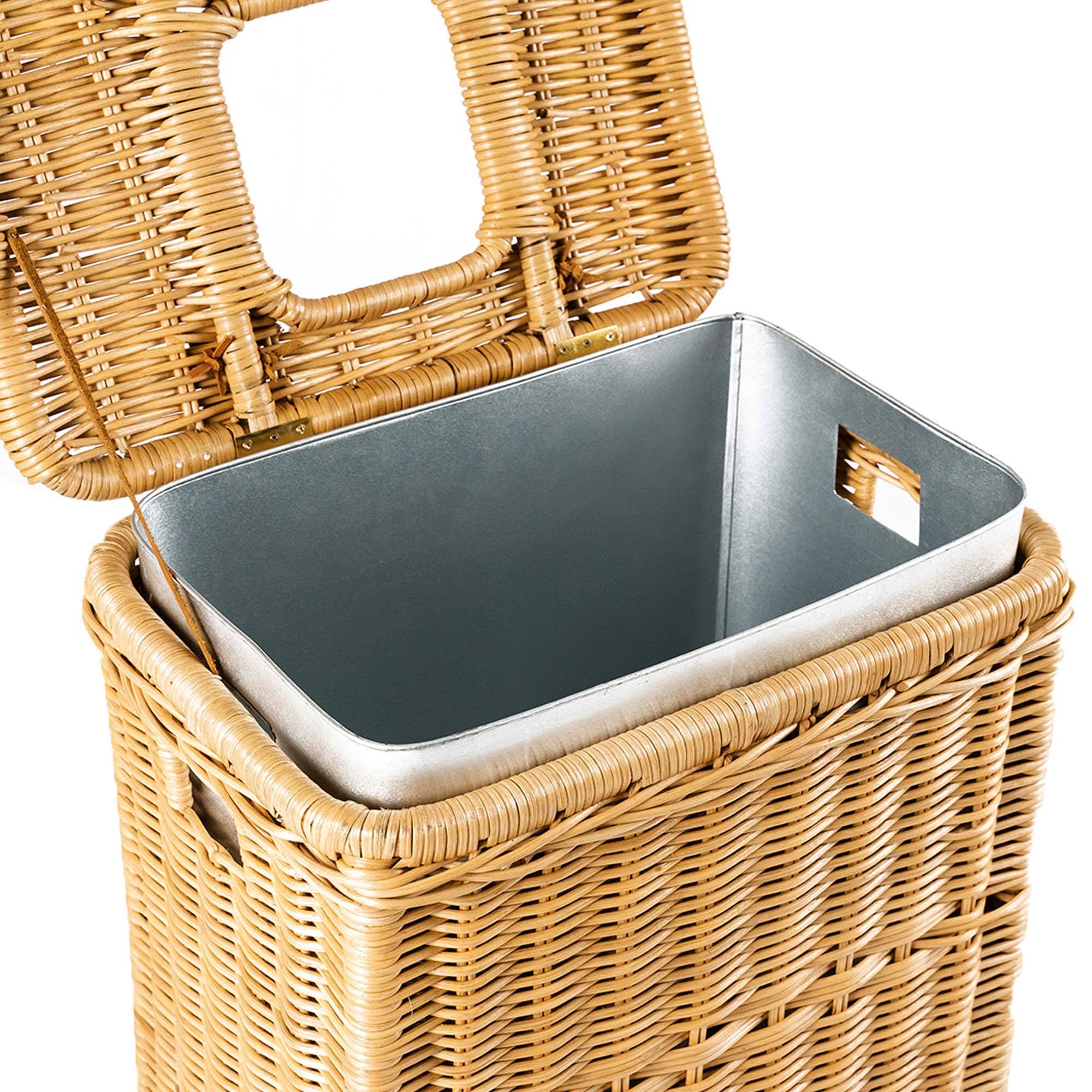 Inset Rectangular Woven Trash Bin with Metal Liner for Everyday Storage - Image 5