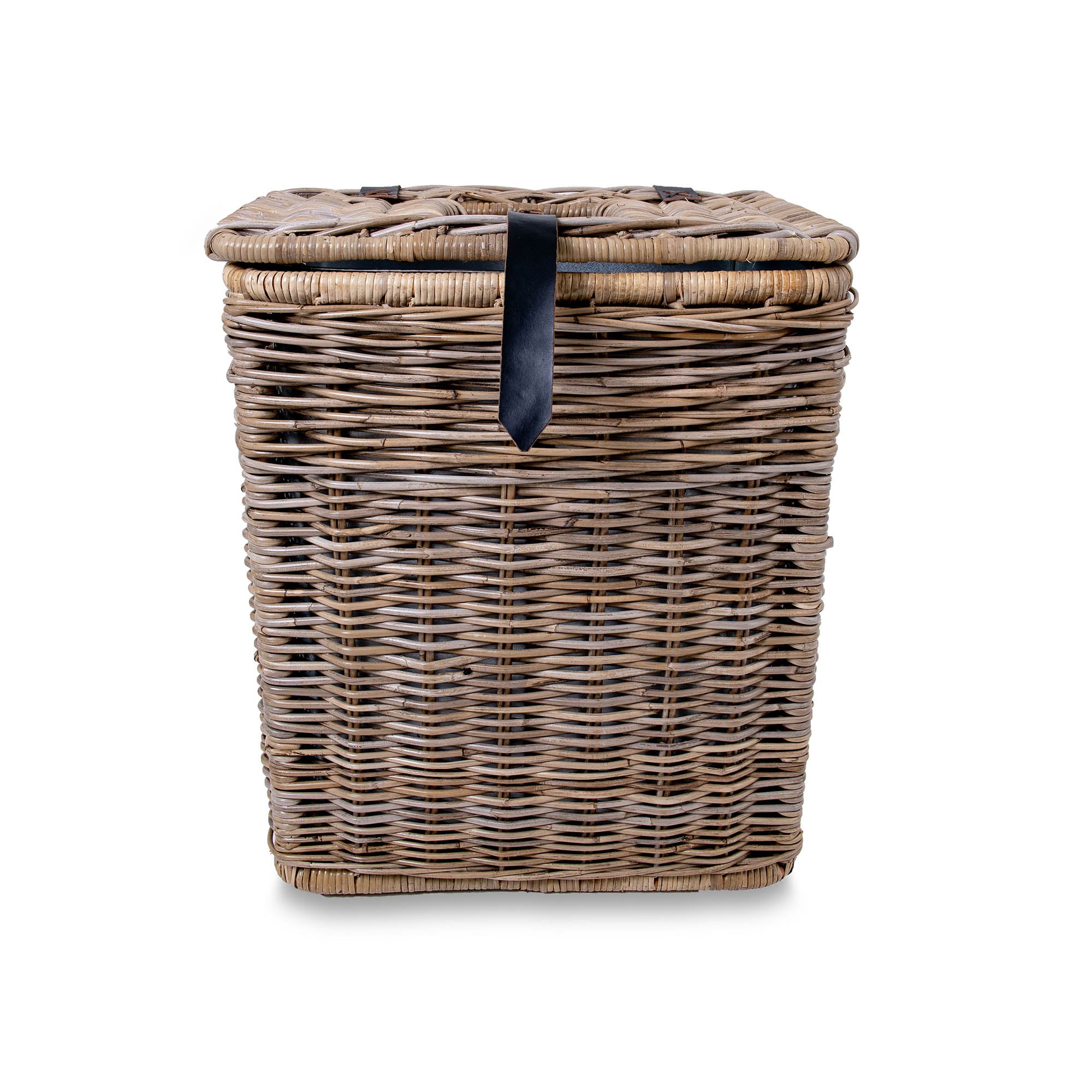 Inset Rectangular Natural Woven Trash Bin with Metal Liner for Everyday Storage - Image 3