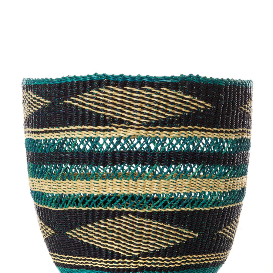 Teal & Midnight Blue Lace Weave Basket