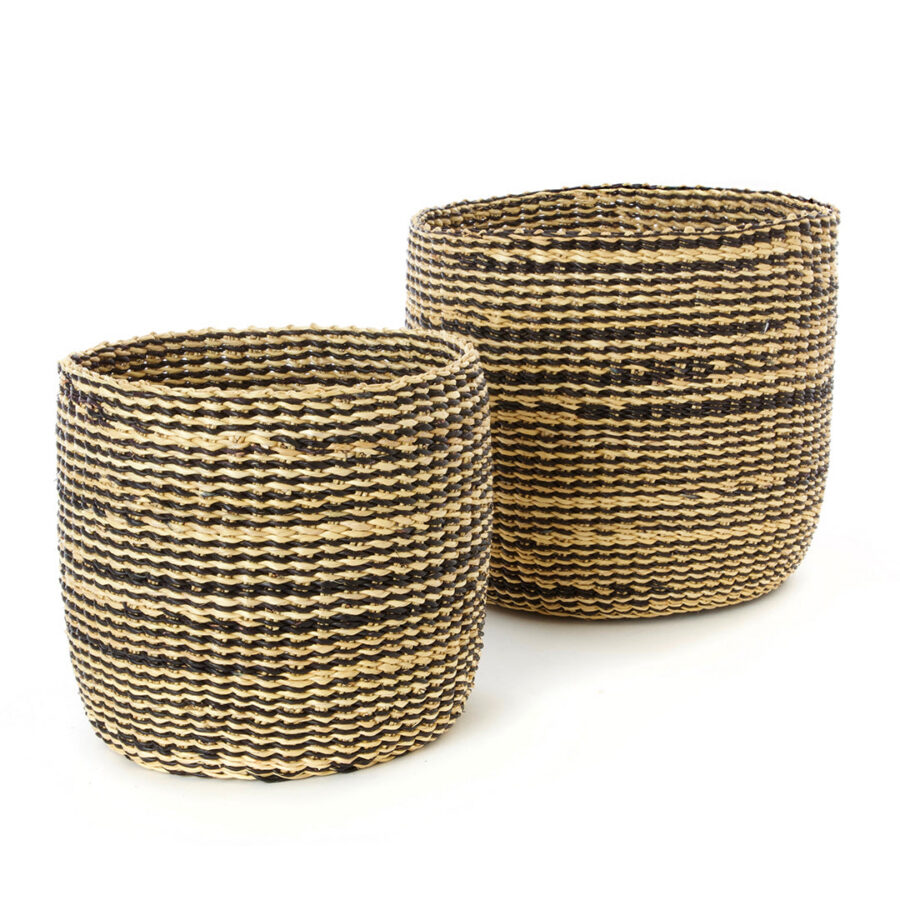 2-Piece Striped Elephant Grass Nesting Baskets