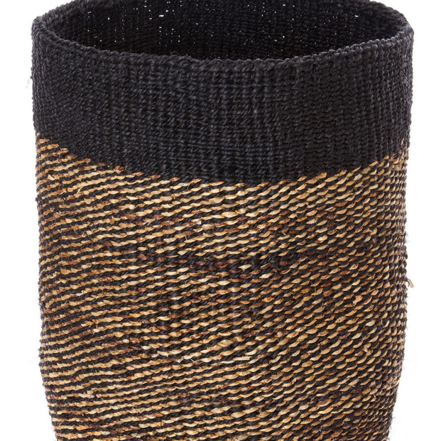 Tall Black Sisal and Banana Fiber Basket Basket
