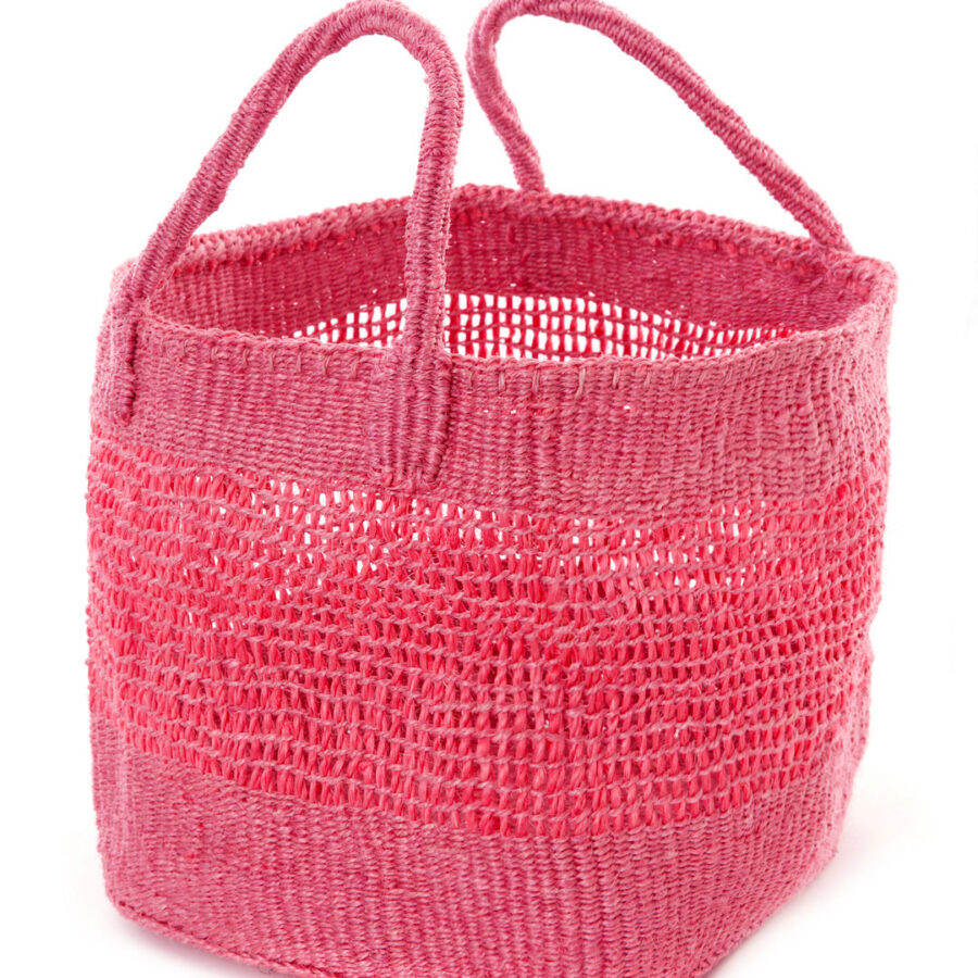 Pink Lace Weave Square Sisal Baskets