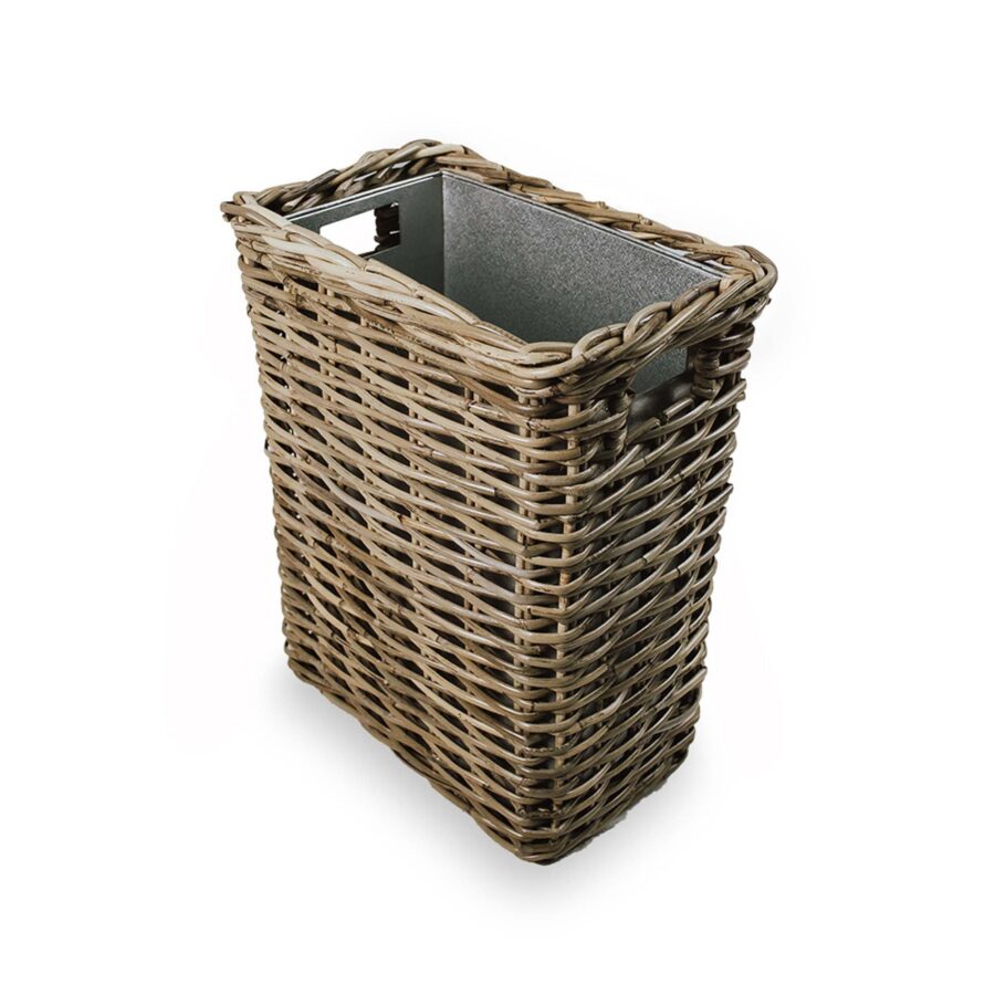 Rectangular Natural Woven Waste Bin with Metal Liner for Everyday Storage