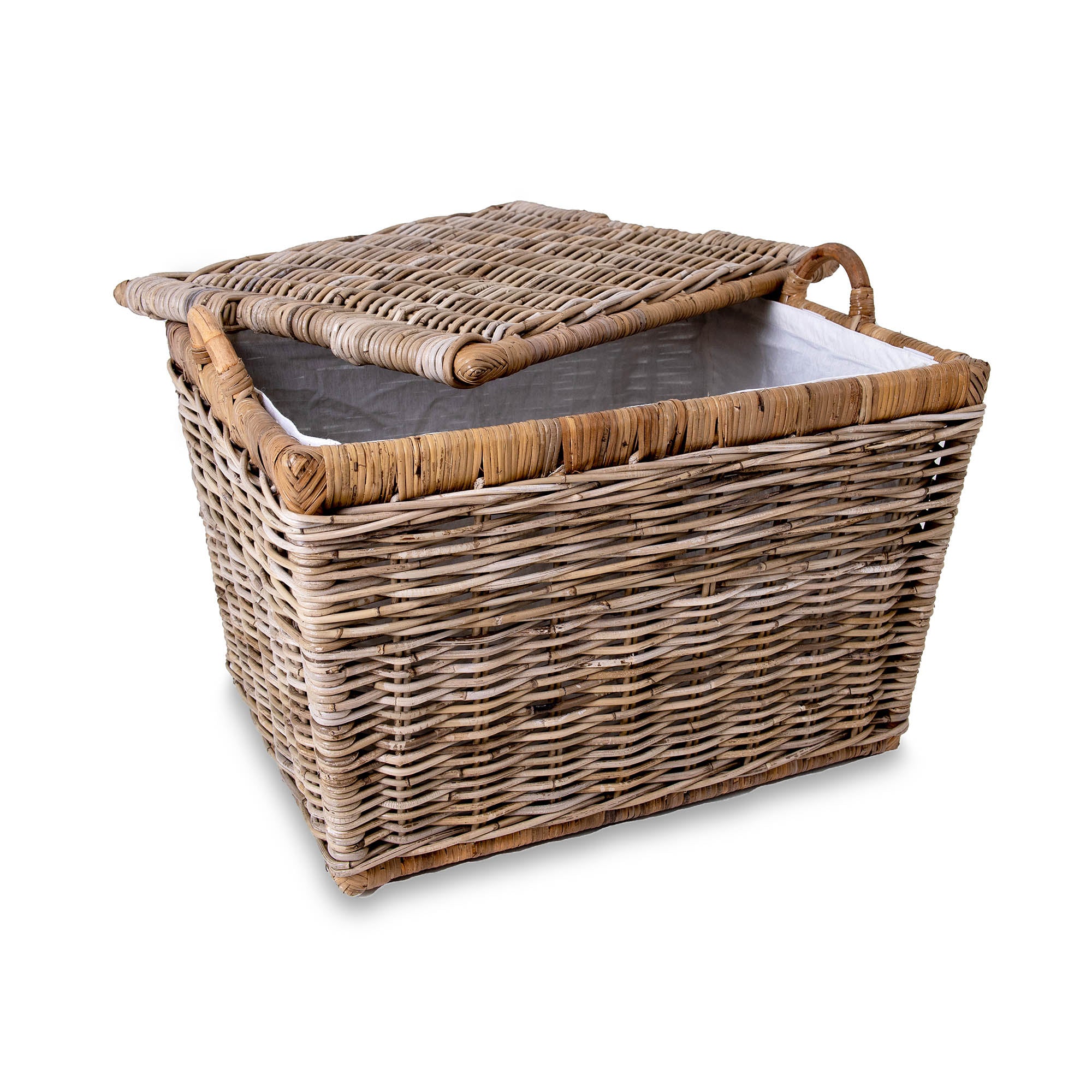 Handwoven Lift-off Lid Natural Woven Storage Basket - Image 4