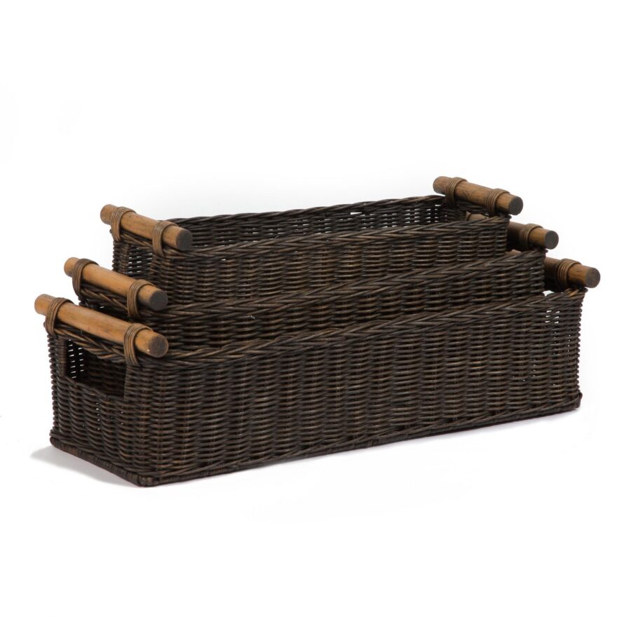 Long Narrow Pole Handle Woven Basket for Everyday Storage
