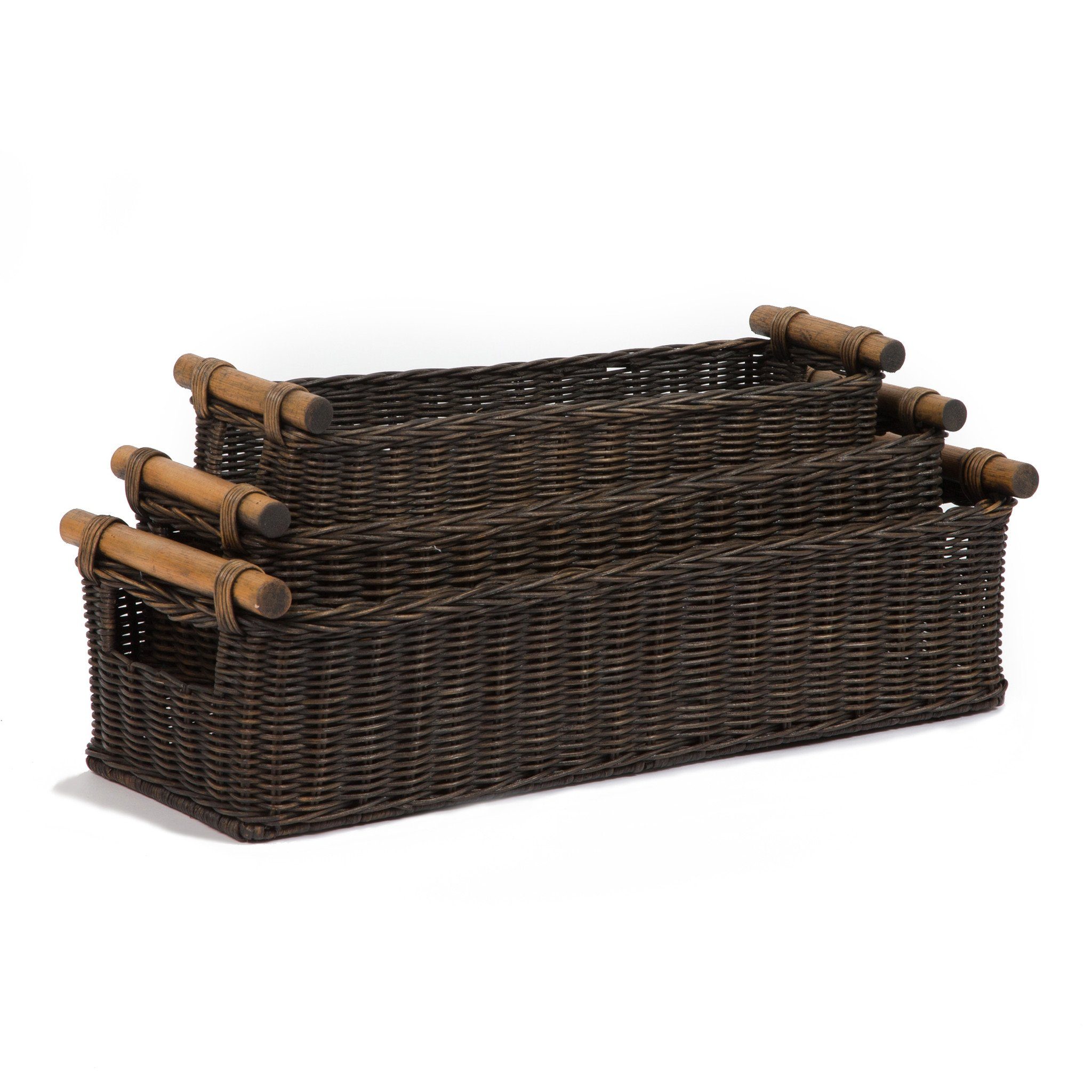 Long Narrow Pole Handle Woven Basket for Everyday Storage