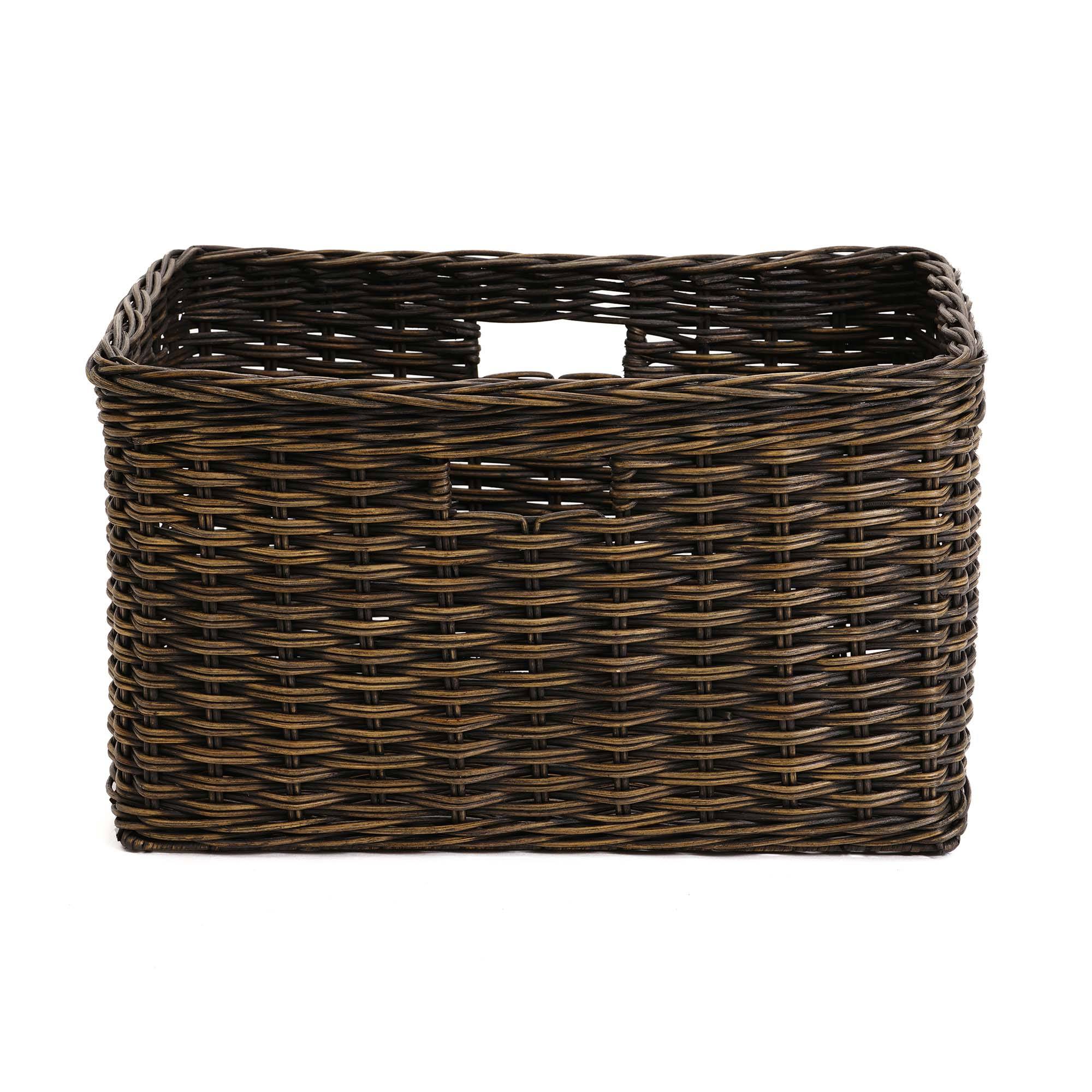 Handwoven Tall Rectangular Woven Storage Basket - Image 11