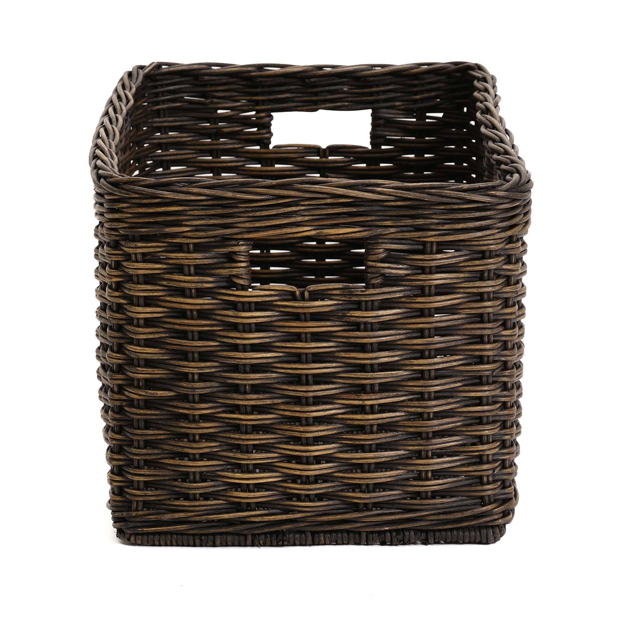 Handwoven Tall Rectangular Woven Storage Basket - Image 9