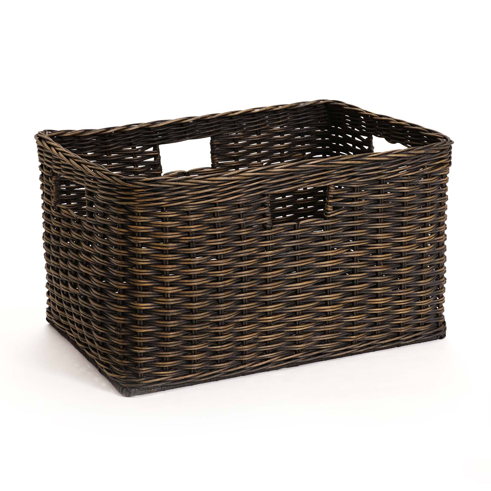 Handwoven Tall Rectangular Woven Storage Basket - Image 12
