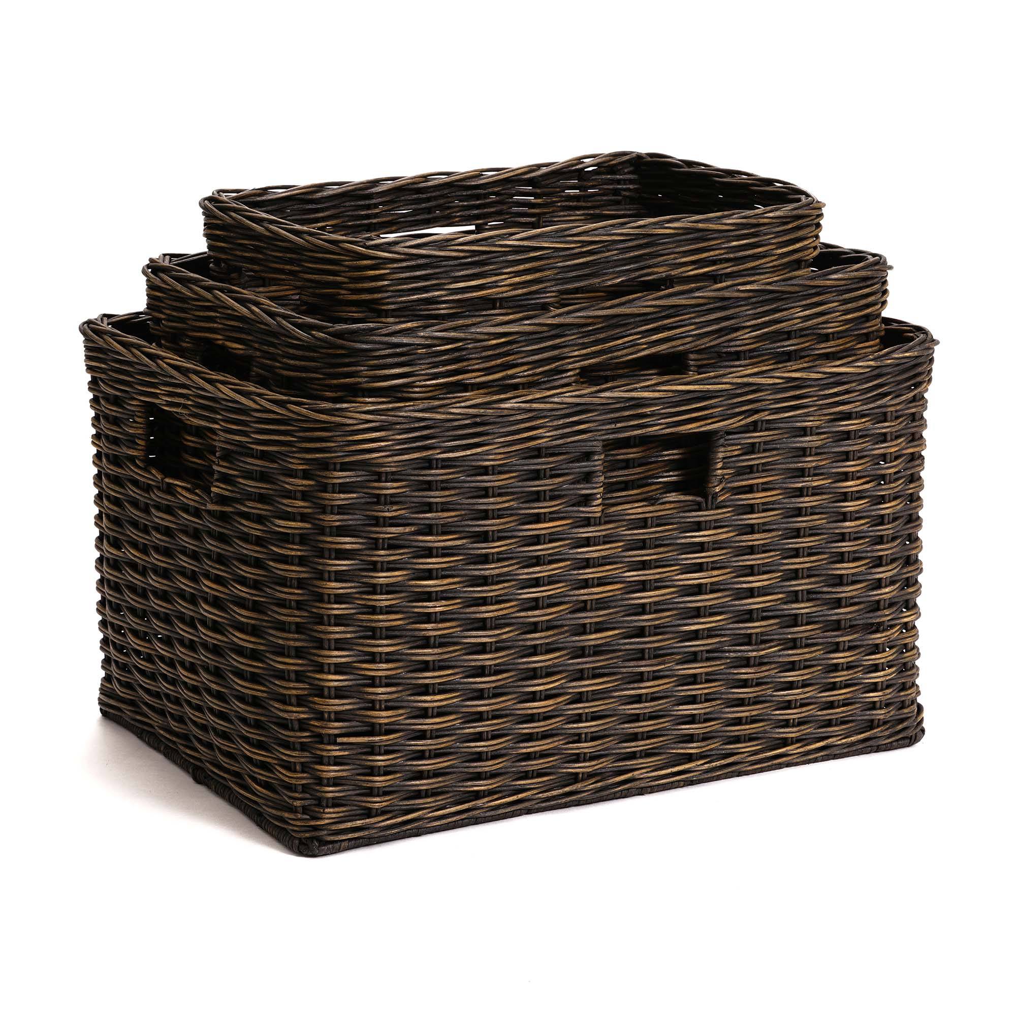 Handwoven Tall Rectangular Woven Storage Basket - Image 8