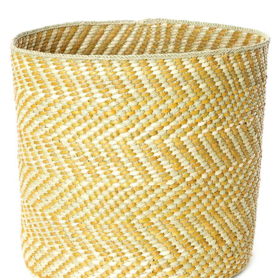 Yellow & Natural Woven Reed Reed Basket