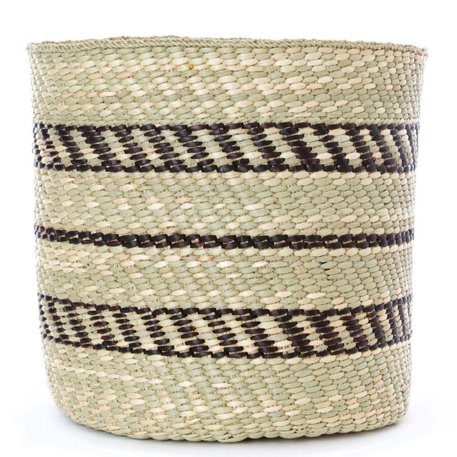 Tanzanian Grass Grass Baskets with Black Accents