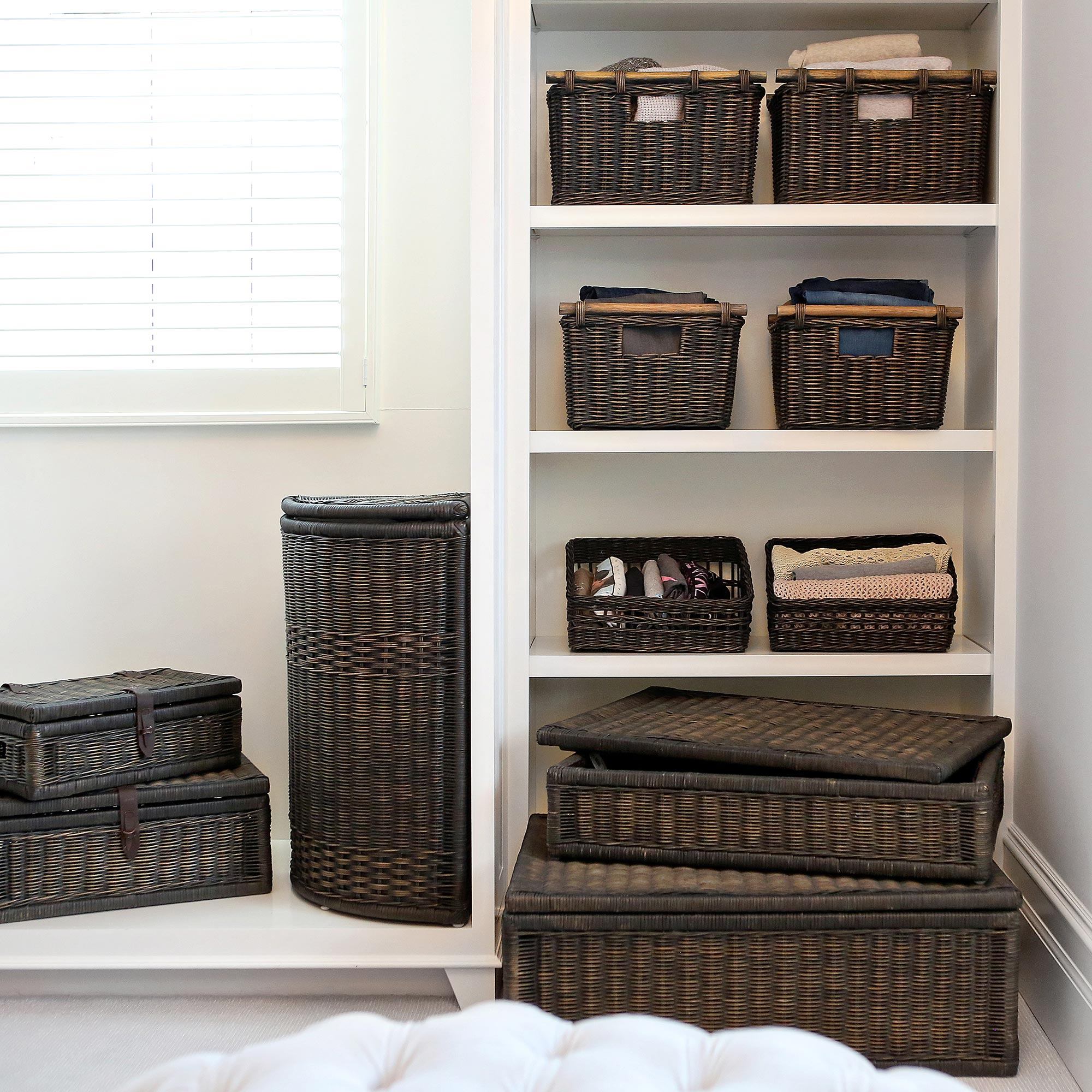 Tall Narrow Woven Storage Basket with Practical Detail - Image 11