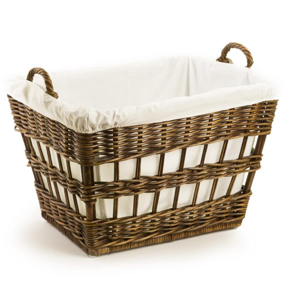 French-Style Handwoven Wicker Laundry Basket
